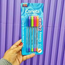 Caneta esfer. 1.0 glossy espiral 5 cores - kas