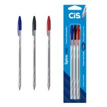 Caneta Esferofrafica Cis Spiro Pro Com 3 Unidades 0.7mm