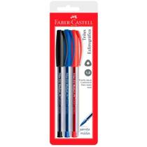 Caneta esferográfica 1.0 Trilux Azul/Preto/Vermelho SM/032343218 com 3 unidades - Faber-Castell