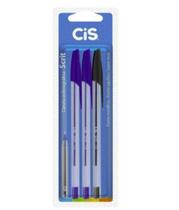 Caneta esferográfica 1.mm CIS scrit c/3 azul e preto Caneta esferográfica 1.mm CIS scrit c/3 azul e preto