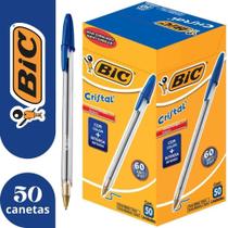 Caneta Esferográfica 50 Canetas Clássica Cristal Azul Bic