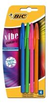 Caneta Esferográfica Azul Bic Vibe Colors Com 4 Ponta Fina