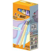 Caneta Esferográfica BIC 4 Cores Pastel Sortidas Caixa com 12 Unidades