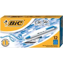 Caneta Esferográfica BIC Clic Stic - Ponta Média Azul - Pacote com 12 Unidades
