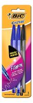 Caneta Esferográfica Bic Cristal Fashion C/ 2 Azul E 1 Preta Azul-marinho/preto Azul Caneta Esferográfica Bic Cristal Fashion C/ 2 Azul E 1 Preta Azul-marinho/preto Azul