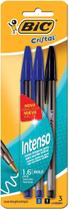 Caneta Esferografica BIC Cristal Intenso Azul e Preta Ponta Grossa de 1.6mm 3 Unidades