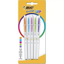 Caneta esferográfica Bic cristal UP ponta média 1.2mm com 5 cores, tampa com clip