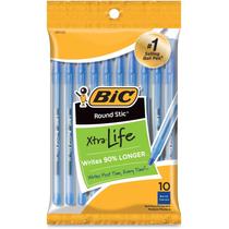 Caneta esferográfica BIC Round Stick Blue, 1,0 mm, ponto médio, pacote com 10