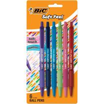 Caneta esferográfica BIC Soft Feel de 1,0 mm, ponto médio, pacote com 6