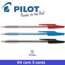 Caneta Esferográfica BPS 0.7mm Pilot Kit C/3 Az/Verm/Pt