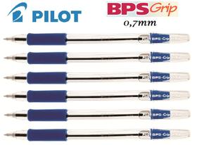 Caneta Esferográfica BPS Grip 0,7mm Pilot Kit com 6 Azul