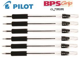 Caneta Esferográfica BPS Grip 0,7mm Pilot Kit com 6 Preta