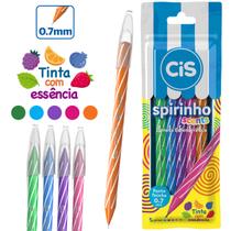 Caneta Esferográfica Cis Spirinho Colorida Tinta com Cheirinho 0.7mm Ponta Fina 5 unidades