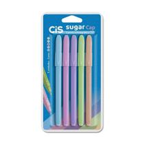 Caneta esferográfica CIS Sugar Cap 1.0mm com 5 cores