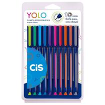 Caneta Esferográfica Cis Yolo Ponta Agulha 0.7mm 10 Cores