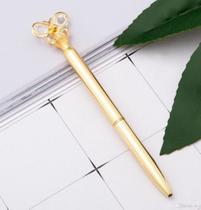 Caneta Esferográfica com Detalhe de Borboleta com Pedras Tipo Cristal Caneta Esferográfica com Detalhe de Borboleta com Pedras Tipo Cristal