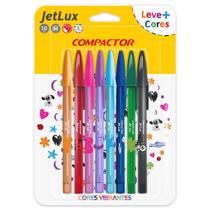 Caneta Esferográfica Compactor Jet Lux Blister - 8 Cores Vibrantes para Escrita Criativa Caneta Esferográfica Compactor Jet Lux Blister - 8 Cores Vibrantes para Escrita Criativa