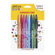 Caneta Esferográfica Compactor Jet Lux Colors 1.0mm com 8 Cores Vibrantes Caneta Esferográfica Compactor Jet Lux Colors 1.0mm com 8 Cores Vibrantes