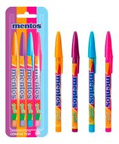 Caneta Esferográfica Compactor Mentos Jet Lux - Kit 4 Cores Vibrantes