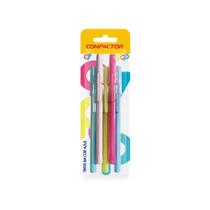 Caneta Esferográfica Compactor Ponta Fina 0.7mm com 05 Unidades Pastel Colors