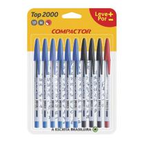 Caneta Esferográfica Compactor Top 2000 1.0mm 3 Cores com 10 Unidades Caneta Esferográfica Compactor Top 2000 1.0mm 3 Cores com 10 Unidades