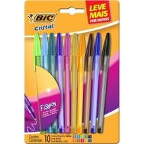 Caneta Esferográfica Cristal Fashion Dura+ Ponta 1.0MM Blister com 10 Cores Sortidas