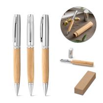 Caneta Esferográfica de Bambu e Metal com Estojo - 1 Unidade Caneta Esferográfica de Bambu e Metal com Estojo - 1 Unidade