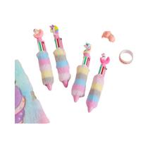 Caneta Esferográfica De Pelúcia Unicórnio Em 6 Cores, 2 Peças Para Crianças, Caneta Gel Arco-Íris