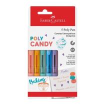 Caneta Esferográfica Faber-Castell Poly Candy com Tinta Colorida Semigel Kit 5 Cores