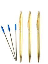 Caneta esferográfica fina dourada professoRs, tinta azul, 1 mm, kit 3+3 Caneta esferográfica fina dourada professoRs, tinta azul, 1 mm, kit 3+3