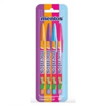 Caneta esferográfica Jet Lux Mentos 1.0 LJ/RX/AZ/RS com 4 unidades - Compactor