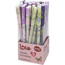 Caneta Esferográfica Love Borboletas Tinta Preta Sortido - Display com 36 Unidades Caneta Esferográfica Love Borboletas Tinta Preta Sortido - Display com 36 Unidades