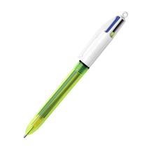 Caneta Esferográfica Média Colorida Retrátil 3 Cores + Marca Texto Fluo BIC