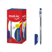 Caneta Esferográfica Molin 20 Unidades Azul, 1.0 mm