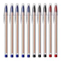 Caneta Esferográfica Oem Cristal 0.8 Fine Plus Kit 10 Unidades Azul Preto Vermelho Caneta Esferográfica Oem Cristal 0.8 Fine Plus Kit 10 Unidades Azul Preto Vermelho