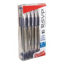 Caneta esferográfica Pentel R.S.V.P., tinta azul média de 1,0 mm, pacote com 12 unidades Caneta esferográfica Pentel R.S.V.P., tinta azul média de 1,0 mm, pacote com 12 unidades