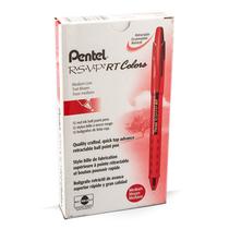 Caneta esferográfica Pentel RSVP RT Colors, tinta vermelha média, pacote com 12