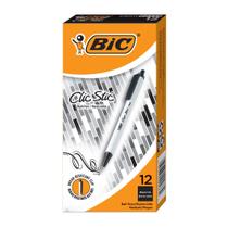 Caneta esferográfica retrátil preta BIC Clic Stick, 1,0 mm, pacote com 12 Caneta esferográfica retrátil preta BIC Clic Stick, 1,0 mm, pacote com 12