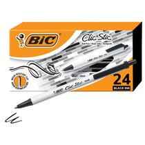 Caneta esferográfica retrátil preta BIC Clic Stick, 1,0 mm, pacote com 24 Caneta esferográfica retrátil preta BIC Clic Stick, 1,0 mm, pacote com 24