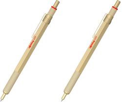 Caneta Esferográfica Rotring 600 Metálica Média Tinta Preta Pacote com 2