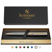 Caneta esferográfica Scriveiner Silver Chrome com acabamento em ouro 24K