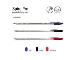 Caneta Esferográfica Spiro Pro 0.7mm c/ 3 Cores Pt, Az,Vm - CIS