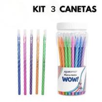 Caneta esferografica wow 0.7 colorida e branco jocar office kts