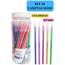 Caneta esferografica wow 0.7 colorida e branco jocar office kts