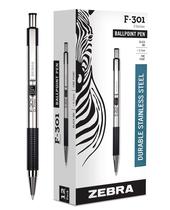 Caneta Esferográfica Zebra F-301 - Aço Inoxidável 0,7mm (Preta)