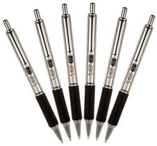 Caneta esferográfica Zebra F402 retrátil de aço inoxidável