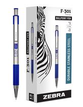 Caneta Esferográfica Zebra Pen F-301 - Ponta Fina 0,7 mm - Aço Inoxidável