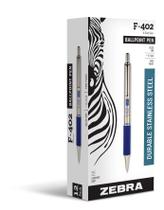 Caneta esferográfica Zebra Pen F-402 Tinta azul fina de aço inoxidável Caneta esferográfica Zebra Pen F-402 Tinta azul fina de aço inoxidável