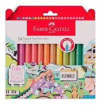 Caneta Fine Pen Colors 0.4mm Estojo 24 Cores Ponta Fina Faber-Castell