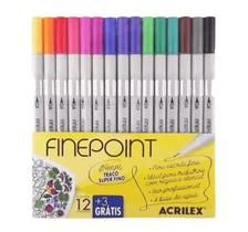 Caneta Finepoint Conjunto com 15 Cores Ponta 0.4 Acrilex Caneta Finepoint Conjunto com 15 Cores Ponta 0.4 Acrilex